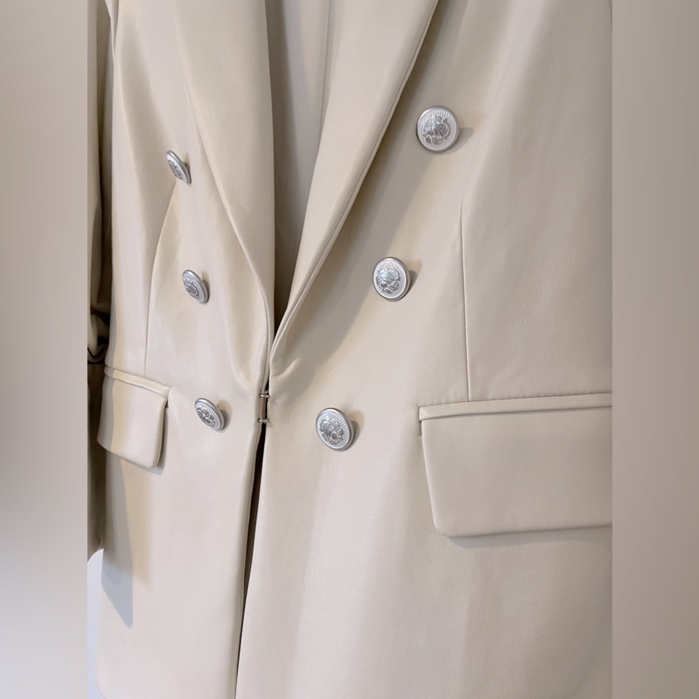 SOLD - NEW WITHOUT TAGS VERONICA BEARD Beacon Dickey Faux Leather Ecru Jacket 4 - Picture 12 of 15